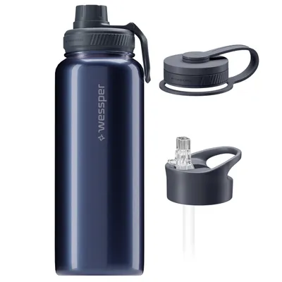 Immagine prodotto di Borraccia termica Wessper B3 THERMOSTEEL da 1 L, blu luminoso, con 3 tappi