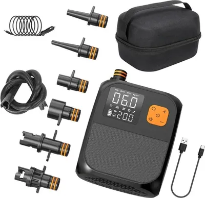 Produktbild von Elektrische SUP Pumpe - Wiederaufladbare Luftpumpe - 25 PSI Hochdruck - Doppelstufiger Kompressor - Tragbare Pumpe für SUP Board & Kajak