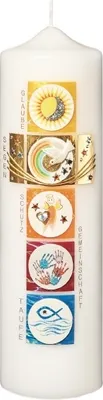 Produktbild von Taufkerze 25 x 7 cm mit Namensverzierung und Geschenkkarton, Nr. 100