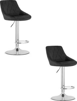 Produktbild von Hocker KAST - schwarzer Samt / Chromfuß x 2
