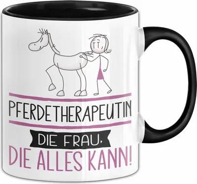 Produktbild von Pferdetherapeutin Geschenk Tasse Becher Die Frau Die Allen Kann Geschenkidee für eine Pferdetherapeutin Lustig (Schwarz)