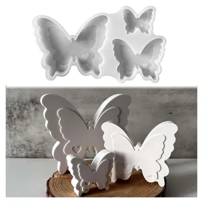 Produktbild von 3 Stück Silikonformen Gießformen Schmetterling, Silikonform Ostern Schmetterling Silikon Gießform Herz, Schmetterling Silikonform Gipsformen Zum Gießen, Schmetterlings Silikonformen für Gips