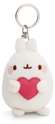 Produktbild von Schlüsselanhänger MOLANG mit Herz 8cm weiß - Plüsch-Begleiter Kuscheltieranhänger mit Schlüsselring für Schlüsselband, Schlüsselbund & Schlüsselhalter
