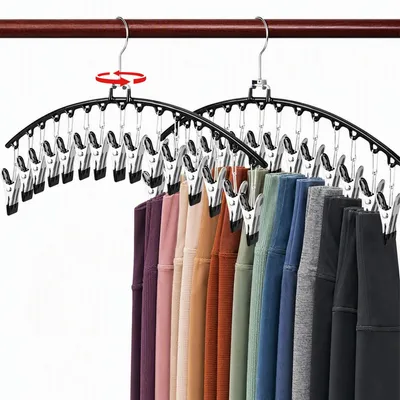 2er-Set Metall-Hosenbügel mit 15 drehbaren Haken