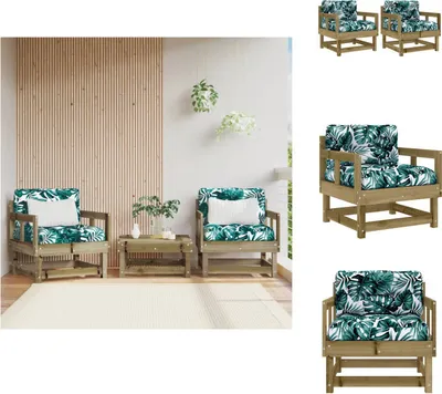 Produktbild von vidaXL Gartenstühle mit Kissen 2 Stk. Kiefernholz Imprägniert -  Gartensofaelemente