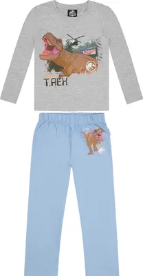 Produktbild von Jurassic World T-Rex Kinder Jungen Schlafanzug Pyjama Langarm-Shirt + Schlaf-Hose    , Größe:98