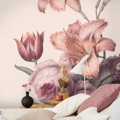Produktbild von Art for the Home Fototapete Vlies Tapete Blumen 280x200 cm (4 Bahnen von 50cm) Wanddekoration Wandtapete Wohnzimmer Schlafzimmer Blumen / Pflanzen Rosa/Mehrfarbig