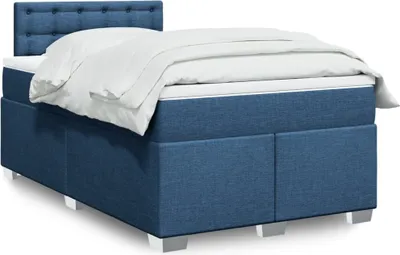 Produktbild von Design Boxspringbett mit Matratze Blau 120x200 cm Stoff, Klassische Betten 2024 Neu