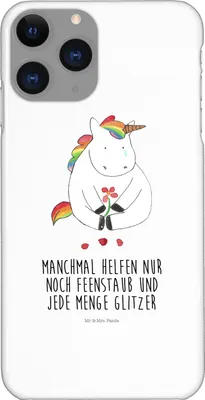 Produktbild von Mr. & Mrs. Panda Iphone 11 Pro Handyhülle Einhorn Traurig - Weiß - Geschenk, Liebe, Blume, Unicorn, Glitzer, Einhörner, Premium Kunststoff, Trauer, Handy Case