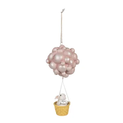 Immagine prodotto di Ciondolo decorativo Clayre & Eef Mongolfiera 22 cm Beige Rosa Poliresina