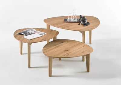 Produktbild von Couchtisch Tisch 3er Set Tische Asteiche massiv geölt 80 cm Camillo