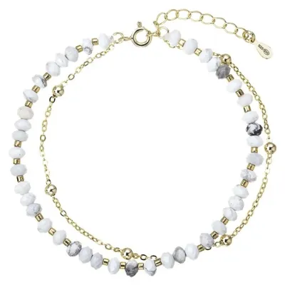 Image de Bracelet double plaqué or avec howlite 13115.1