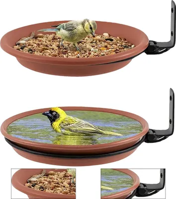 Produktbild von Klappbare runde Vogelfutterstation & Vogeltränke 2er Set, 21 cm, wetterfest für Balkon Garten