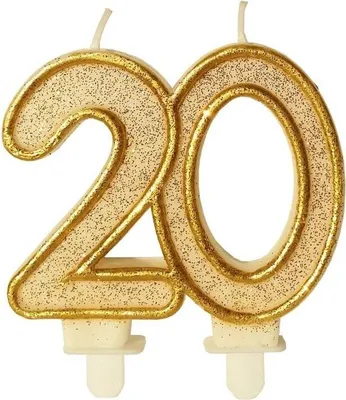 Produktbild von Geburtstagskerze mit goldenem Glitzer – 20 Złoty – GoParty