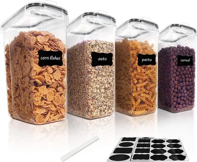 Obrázek produktu pro Sada plechovek na skladování potravin s objemem 4 l, vzduchotěsné, s 24 štítky, černá barva