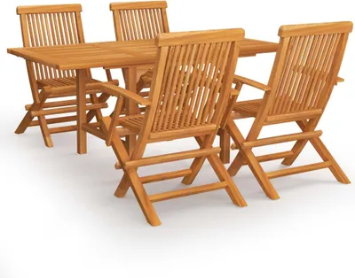 Produktbild von vidaXL 5-tlg. Garten-Essgruppe Massivholz Teak
