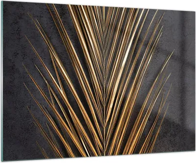 Produktbild von Bilder auf glas - Einteilig - Blatt golden schwarz - 100x70cm - Glasbilder - Wandbilder - Bilder - zum Aufhängen bereit - Wanddekoration aus Glas - Glas Bilder - Wandbild auf Glas - GAA100x70-5091