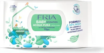 Produktbild von Fria Feuchte Baby-Tücher für den Windelwechsel mit Formel aus reinem Wasser – 12 Packungen à 70 Tücher