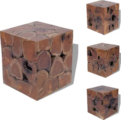 Image de vidaXL Tabouret en teck massif - Chaises pliantes & tabourets