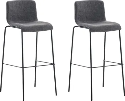 Produktbild von 2er Set Barhocker HLO-CP20 Stoff 4-Fuß Gestell schwarz  hellgrau