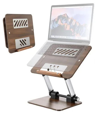 Image de Omgoods - Support pour ordinateur portable en bois, réglable en hauteur