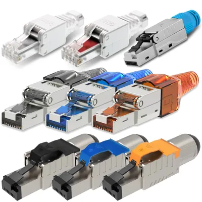 Produktbild von Netzwerkstecker Werkzeuglos RJ45 CAT6 CAT6a Cat7 CAT8 CAT8.1 Netzwerk SteckerAuswahl:Stecker CAT7 Orange;Menge:1 Stück