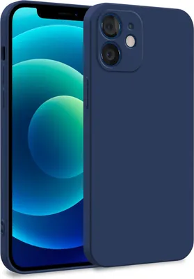 Obrázok produktu pre Puzdro pre Apple iPhone 12 – dvojvrstvové ochranné puzdro z silikónu, tmavomodrej farby