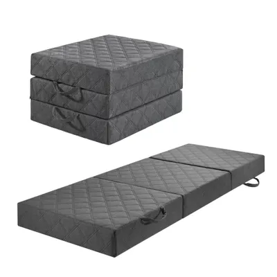 Image de Matelas simple d'appoint, 195 x 75 x 14 cm, matelas pliable, avec repose-pieds intégré, sans housse, H2,5, gris, sleepling