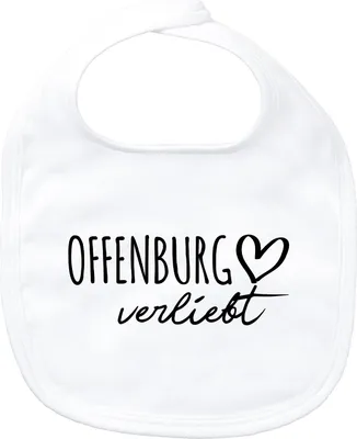 Produktbild von Huuraa Baby Lätzchen Offenburg verliebt White Klettverschluss  Baumwolle Latz Geschenkidee