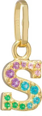 Produktbild von Buchstabe S Kettenanhänger – 333 Gelbgold 14x5,5mm mit Zirkonia bunt