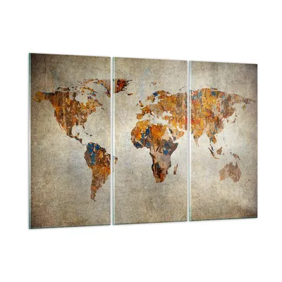 Produktbild von Bilder auf glas - Welt Karte Kontinente Geographie - 165x110cm - Glasbilder - Wandbilder - Kunstdruck - Wanddekoration aus Glas - Glas Bilder - Wandbild auf Glas - GCE165x110-2783