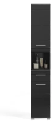 Produktbild von xonox.home - Hochschrank Linus 30x182x31 cm in Front schwarz Hochglanz Korpus sc