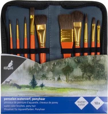 Produktbild von kangaro Aquarell-Pinsel-Set 10-teilig im Etui