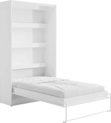 Produktbild von Schrankbett - 120 x 200 cm - Manuelle vertikale Öffnung - Mit LED-Beleuchtung - Weiß - RAPILI