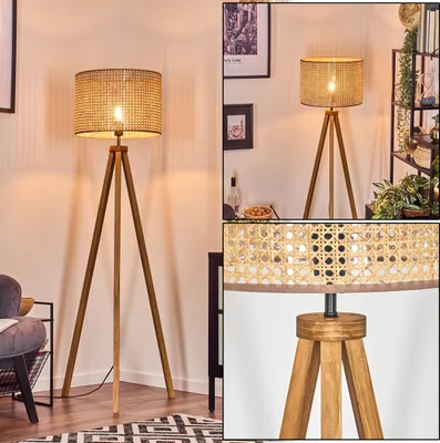 Produktbild von Varoni Stehlampe aus Holz/Wiener Geflecht/Rattan in Naturfarben/Schwarz