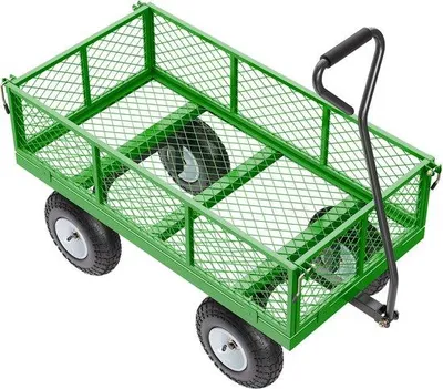 Zdjęcie produktu dla Wózek ogrodowy, wymiary: 96,5 x 51 x 26 cm, wykonany ze stali, konstrukcja 2-w-1, obrotowy o 360°, solidne koła, ergonomiczny uchwyt, udźwig: 403 kg
