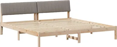 Zdjęcie produktu dla vidaXL Rama łóżka brązowo-szara 200 x 200 cm z litego drewna sosnowego