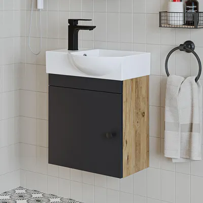 Produktbild von Roomart PUNTO Badmöbel-Set 2-teilig 46.5 cm breit,  Anthrazit-Eiche