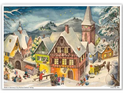 Produktbild von Adventskalender mit Schokolade – Nostalgisches Altstadt-Motiv mit Postkutsche (75 g)