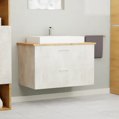 Produktbild von Garlivo Waschbeckenunterschrank GLA-80 Beton mit Schubladen, Badezimmer Waschtischunterschrank hängend , Breite 80 cm, Soft-Close, Push-to-Open/ Tip-On
