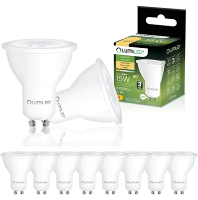 Produktbild von LUMILED GU10 LED Lampe PAR16 1,5W ersetzt 15W 150lm 3000K Warmweiß 36°  Nicht Dimmbar 10er Pack Energiespar Leuchtmittel Reflektor Spot für Küche Wohnzimmer Büro Flur 10 Stück Lampen