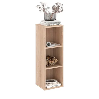Produktbild von KOMTO Bücherregal Sonoma Oak – Regal mit 3 Fächern, Würfelregal, Standregal Schmal, Kinderzimmer, Schlafzimmer | Cube Regal 31,4 x 90,4 x 29