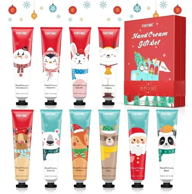 Obrázok produktu pre Mini sada krémov na ruky, 10 kusov, pre suché ruky, darček na Vianoce, hydratačný krém, farba: červená