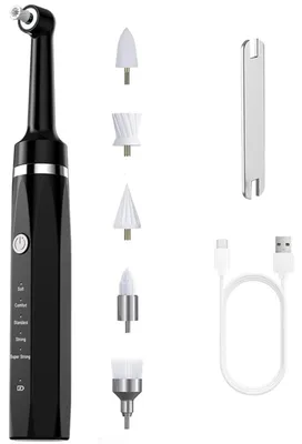 Produktbild von Zimilo Elektrischer Zahnpolierer mit LED Licht, 5 Modi, 5 Aufsätze, IPX6 wasserdicht, 1500 mAh Akku, für Zahnreinigung und Pflege zu Hause, Schwarz
