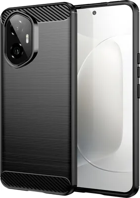 Produktbild von Hülle für Honor 300 Carbon-Faser Weich TPU Silikon Stoßfest Handyhülle Schwarz