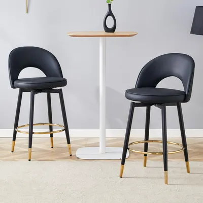 Produktbild von STILVORA Barstuhl 2er Set mit 360° Drehfunktion und gepolstertem Sitzkomfort, Barhocker mit PolyurethanMaterial Nutzung für Bar und Küche, Tresenstuhl mit stabiler Konstruktion und bequemen Sitzkissen