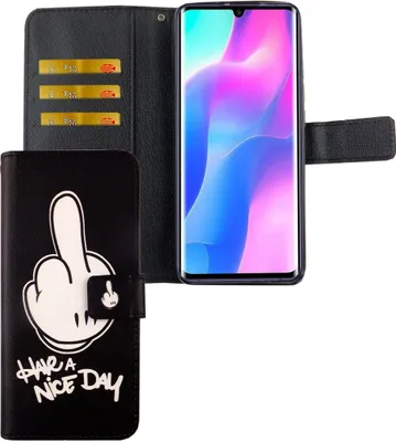 Produktbild von Xiaomi Mi Note 10 Lite Tasche Handy Hülle Schutz-Cover Flip-Case mit Kartenfach Have a nice day