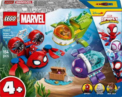 Productafbeelding van LEGO ǀ Marvel Spidey en zijn Supervrienden Spidey: Onderwatervoertuigen - Superheldenspeelgoed met 3 duikboten en 3 minifiguren - Cadeau voor jongens vanaf 4 jaar en fans van de serie - 11207