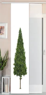 Produktbild von 2er Set Schiebegardine Flächenvorhang Wildseide Optik und Voile Paneel, 245x45, Baum, 80400