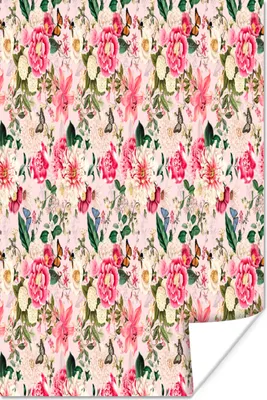 Produktbild von MuchoWow® Poster Blumen - Lilie - Rosa - Schmetterling 60x90 cm - Wanddekoration